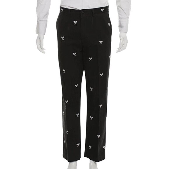 NEW RARE Vintage Polo Ralph Lauren Chinos Pants! Black 36 x 30 Tennis Racquets